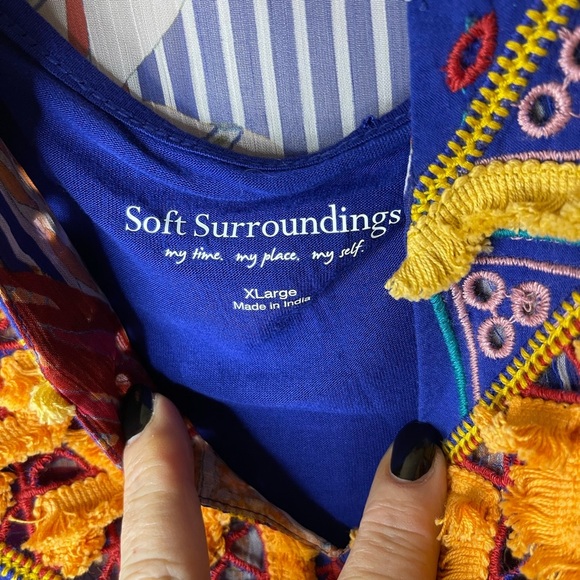 Soft Surroundings Embroidered Sheer Bohemian Top Sz XL - Picture 6 of 8